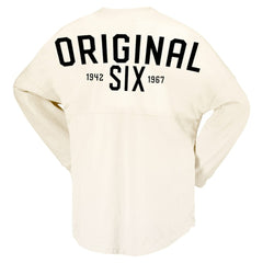 Toronto Maple Leafs Fanatics Women's Original Six Lace-Up Spirit Jersey Long Sleeve T-Shirt Cream