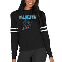 Miami Marlins Concepts Sport Women's Marathon Lightweight Lounge Pullover Hoodie Black