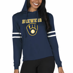 Milwaukee Brewers Concepts Sport Women's Marathon Lightweight Lounge Pullover Hoodie Navy
