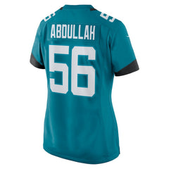 Yasir Abdullah Jacksonville Jaguars Women's Team Game Jersey - Teal