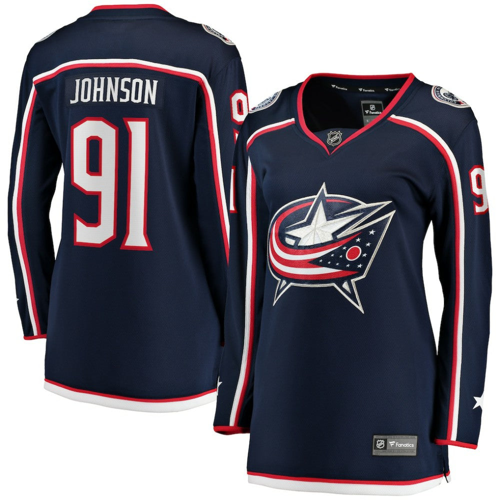 Kent Johnson Columbus Blue Jackets Fanatics Women's Home Breakaway Player Jersey Navy