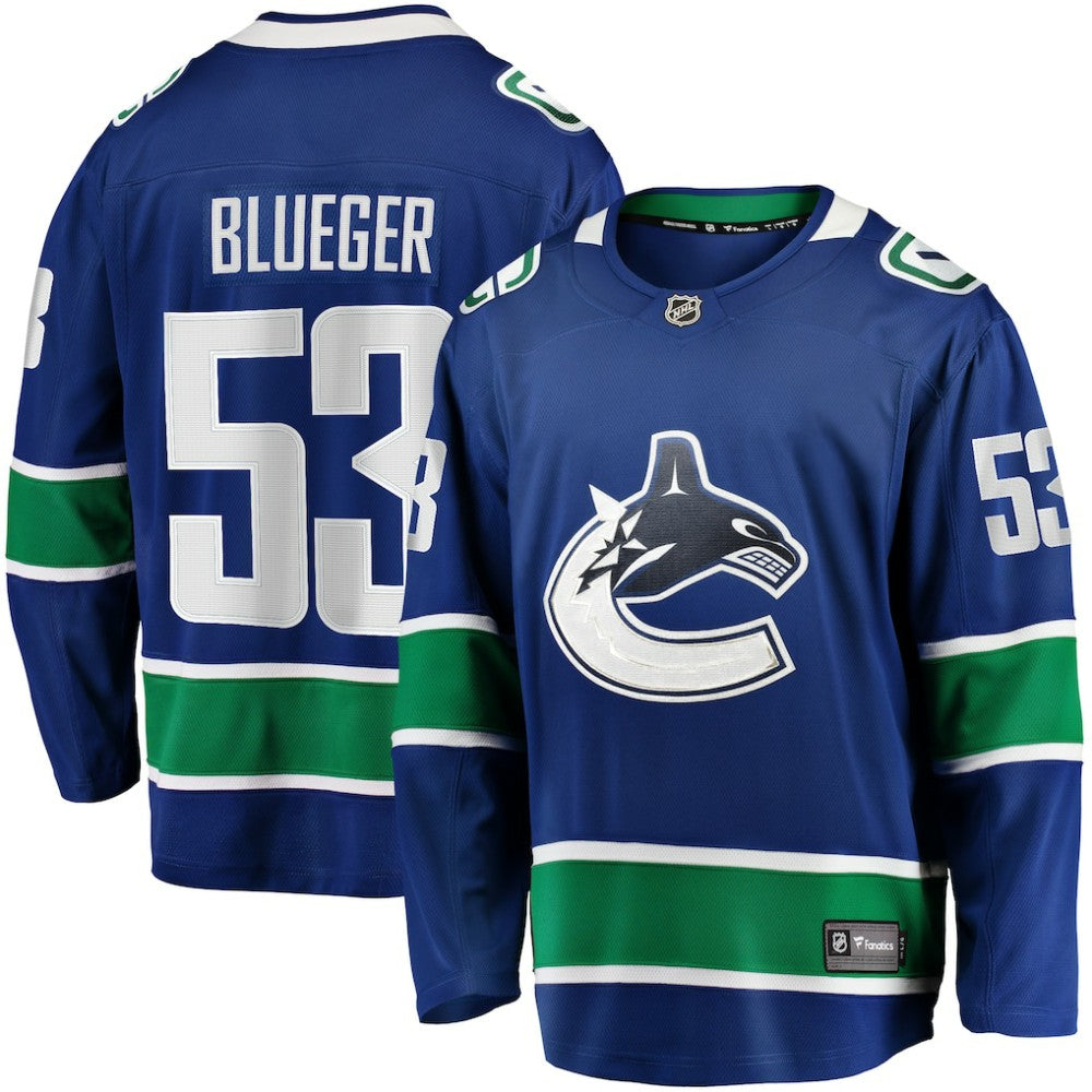 Teddy Blueger Vancouver Canucks Fanatics Home Breakaway Jersey Blue
