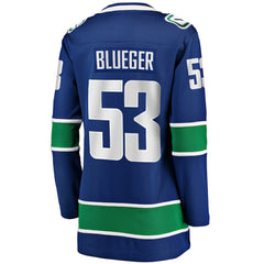 Teddy Blueger Vancouver Canucks Fanatics Women's Home Breakaway Player Jersey Blue