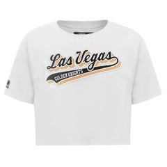 Vegas Golden Knights Pro Standard Women's Boxy Script Tail Cropped T-Shirt White