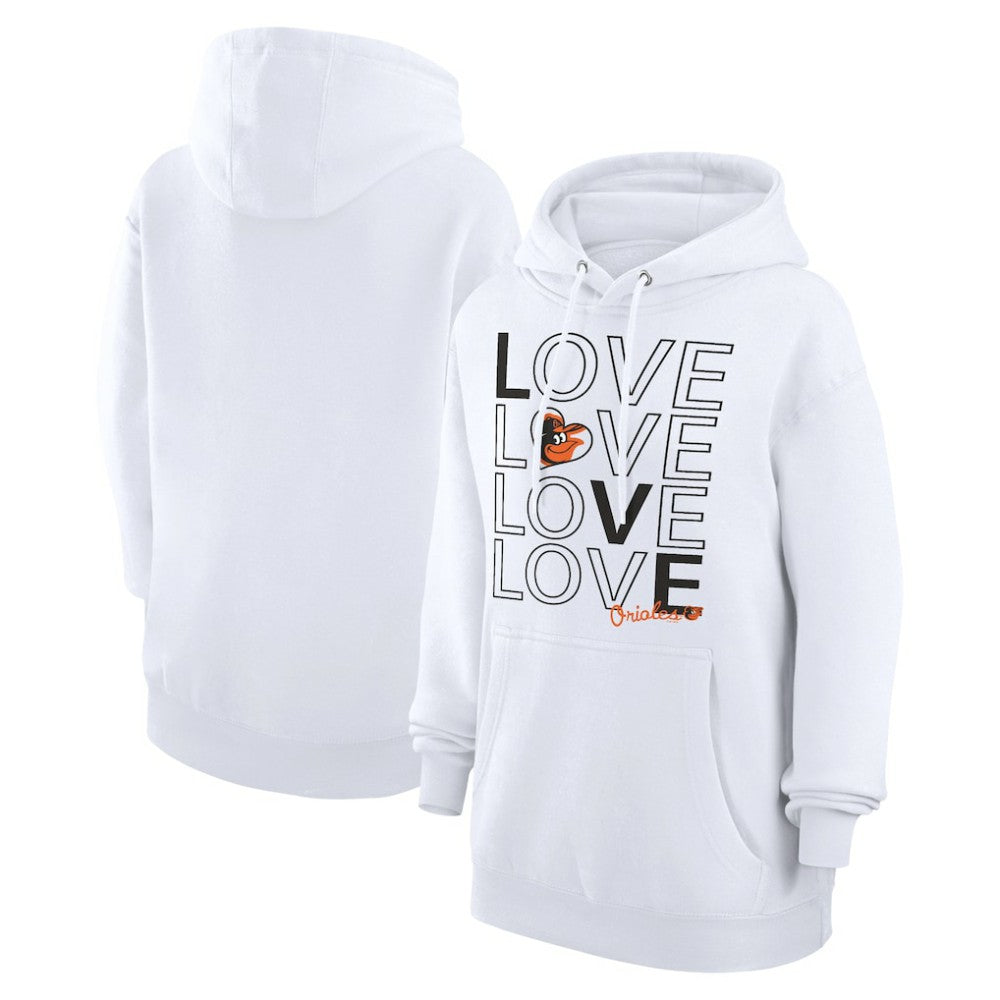 Baltimore Orioles G-III 4Her by Carl Banks Women's Love Graphic Fleece Hoodie White