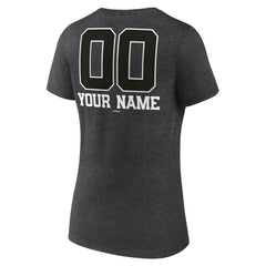 Milwaukee Brewers Women's Personalized Monochrome Name & Number V-Neck T-Shirt Charcoal