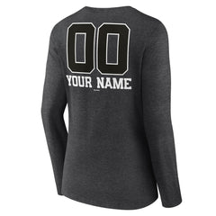 Minnesota Twins Women's Personalized Monochrome Name & Number Long Sleeve V-Neck T-Shirt Charcoal