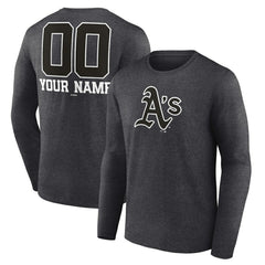 Athletics Personalized Monochrome Name & Number Long Sleeve T-Shirt Charcoal
