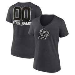 Athletics Women's Personalized Monochrome Name & Number V-Neck T-Shirt Charcoal