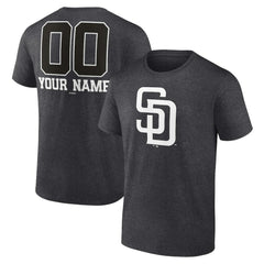 San Diego Padres Personalized Monochrome Name & Number T-Shirt Charcoal