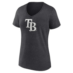 Tampa Bay Rays Women's Personalized Monochrome Name & Number V-Neck T-Shirt Charcoal