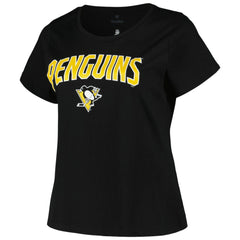 Pittsburgh Penguins Profile Women's Plus Size Arch Over Logo T-Shirt Black
