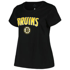 Boston Bruins Profile Women's Plus Size Arch Over Logo T-Shirt Black