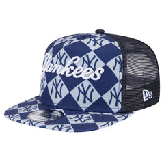 New York Yankees Seeing Diamonds A-Frame Trucker 9FIFTY Snapback Hat Navy | New Era