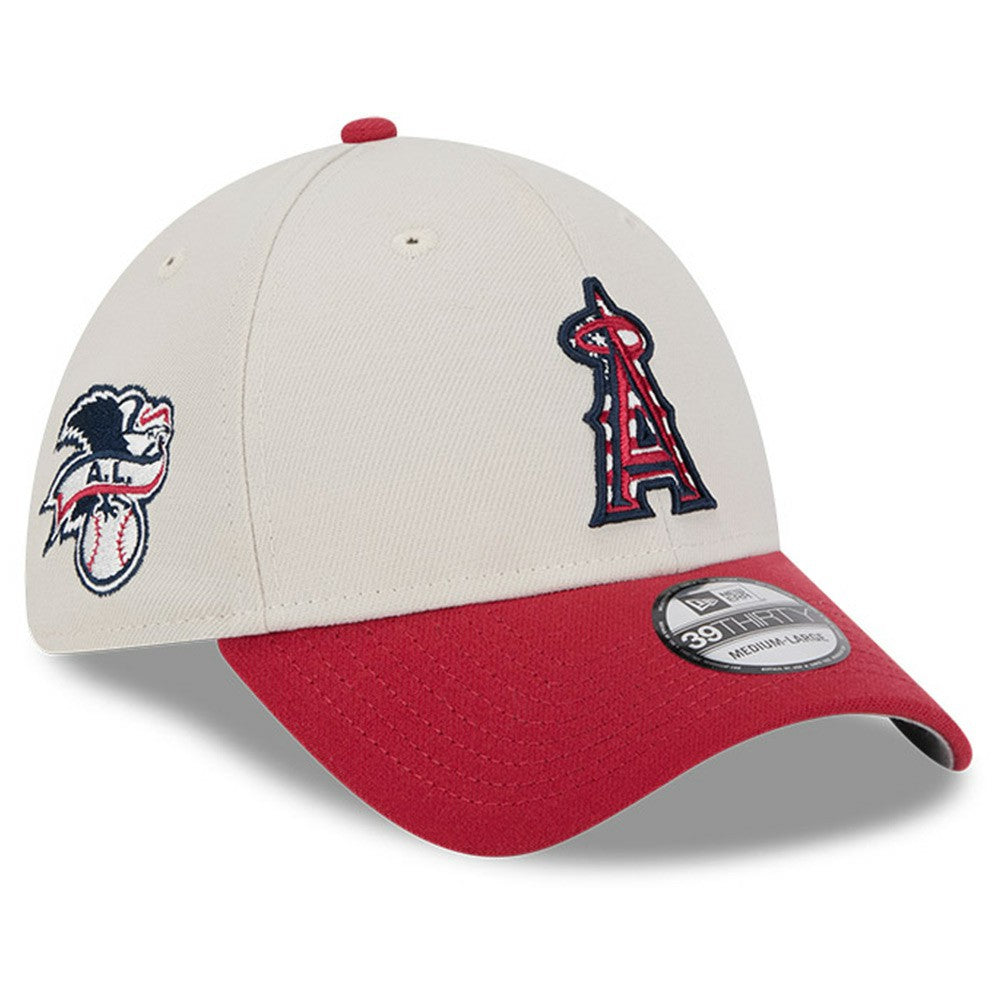 Los Angeles Angels 2024 Fourth of July 39THIRTY Flex Hat Khaki/Red | New Era