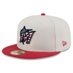 Miami Marlins 2024 Fourth of July 59FIFTY Fitted Hat Khaki/Red | New Era