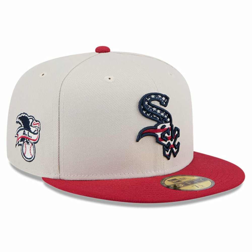 Chicago White Sox 2024 Fourth of July 59FIFTY Fitted Hat Khaki/Red | New Era