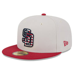 San Diego Padres 2024 Fourth of July 59FIFTY Fitted Hat Khaki/Red | New Era