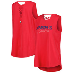 Los Angeles Angels DKNY Sport Women's Claire Fashion Tri-Blend Tank Top Red