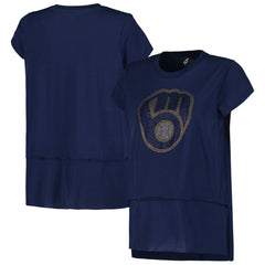 Milwaukee Brewers G-III 4Her by Carl Banks Women's Cheer Fashion T-Shirt Navy