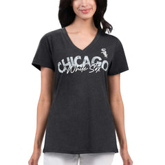 Chicago White Sox G-III 4Her by Carl Banks Women's Key Move V-Neck T-Shirt Black