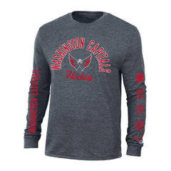 Washington Capitals Champion Multi-Logo Tri-Blend Long Sleeve T-Shirt Heather Navy
