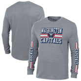 Washington Capitals Champion Tri-Blend Dual-Stripe Long Sleeve T-Shirt Heather Gray