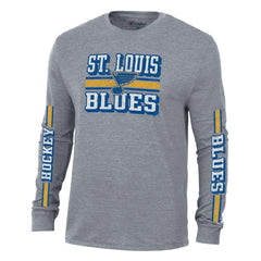 St. Louis Blues Champion Tri-Blend Dual-Stripe Long Sleeve T-Shirt Heather Gray