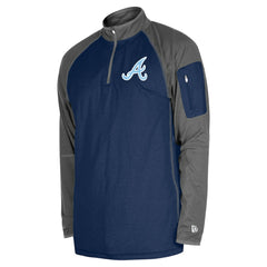 Atlanta Braves Father's Day Raglan Quarter-Zip Top Navy | New Era