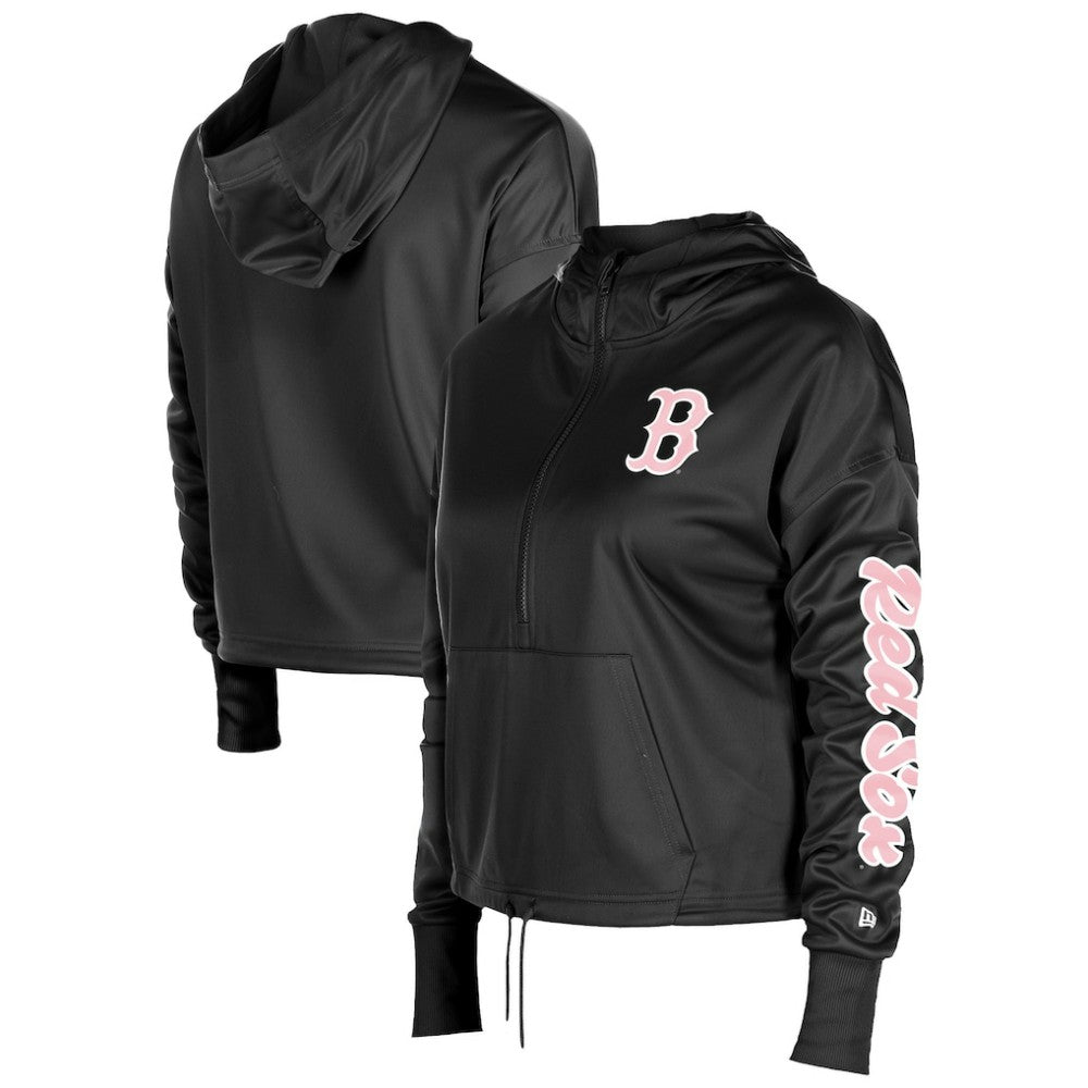 Boston Red Sox Women's Half-Zip Hoodie Black | New Era