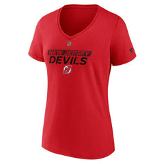 New Jersey Devils Fanatics Women's Authentic Pro Core Primary V-Neck T-Shirt Red