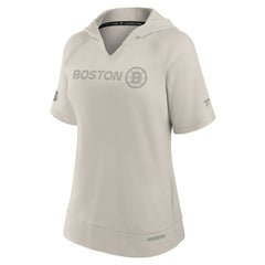 Boston Bruins Fanatics Women's Authentic Pro Road Fashion V-Neck Hoodie T-Shirt Cream