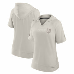 Vegas Golden Knights Fanatics Women's Authentic Pro Road Fashion V-Neck Hoodie T-Shirt Cream