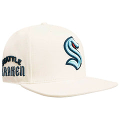 Seattle Kraken Pro Standard Retro Classic Logo Snapback Hat Cream