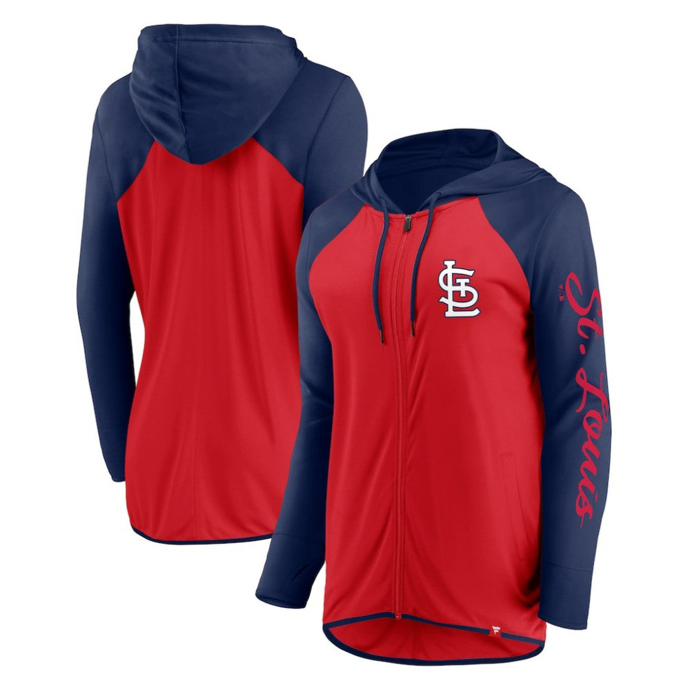 St. Louis Cardinals Women's Script Sleeve Full-Zip Hoodie Red/Navy