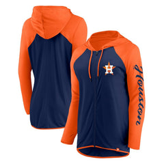 Houston Astros Women's Script Sleeve Full-Zip Hoodie Navy/Orange