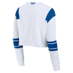 Los Angeles Dodgers Women's Stretch Cropped Fashion Long Sleeve T-Shirt White