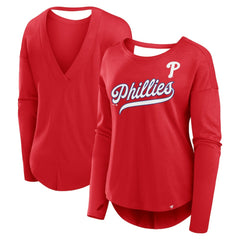 Philadelphia Phillies Women's Core Boat Neck Long Sleeve T-Shirt Red