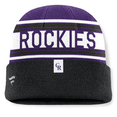 Colorado Rockies Fundamental Team Stripe Cuffed Knit Hat Black