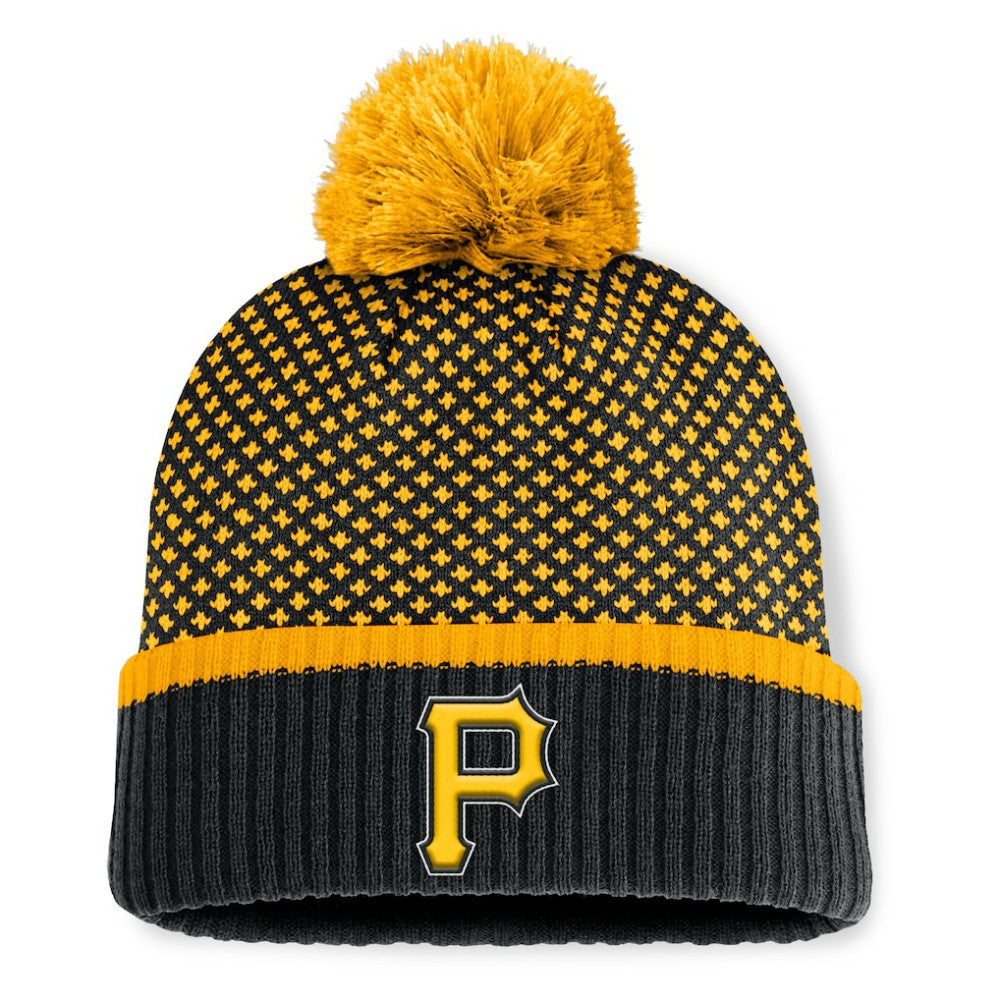 Pittsburgh Pirates Women's Fundamental Jacquard Cuffed Knit Hat with Pom Black