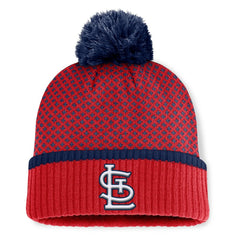 St. Louis Cardinals Women's Fundamental Jacquard Cuffed Knit Hat with Pom Red