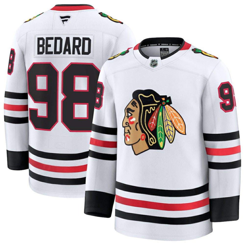 Connor Bedard Chicago Blackhawks Fanatics Away Premium Jersey White