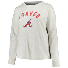 Atlanta Braves Profile Women's Plus Size French Terry Pullover Sweatshirt Oatmeal