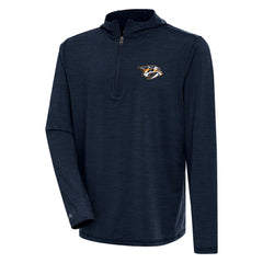 Nashville Predators Antigua Tidy Quarter-Zip Pullover Hoodie Heather Navy