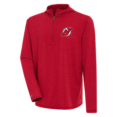 New Jersey Devils Antigua Tidy Quarter-Zip Pullover Hoodie Heather Red