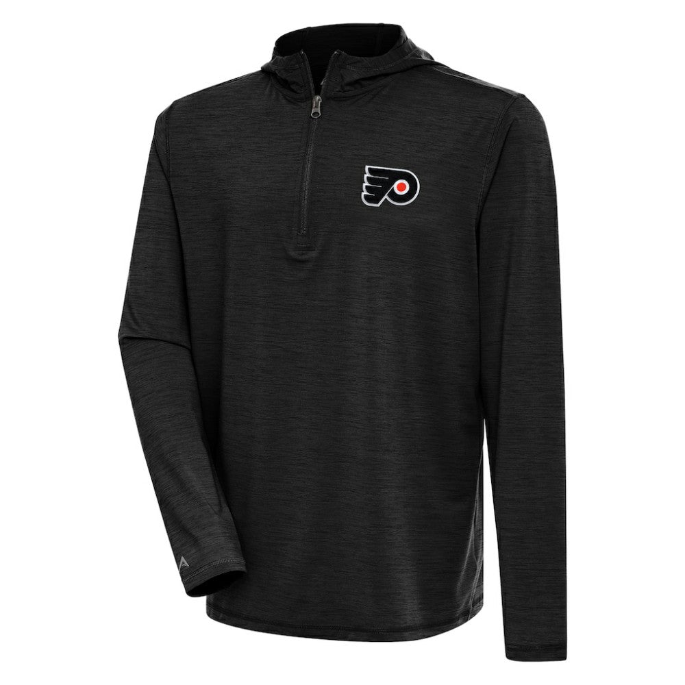 Philadelphia Flyers Antigua Tidy Quarter-Zip Pullover Hoodie Heather Black