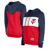 Minnesota Twins Women's Color Block Full-Zip Hoodie Jacket Navy | New Era