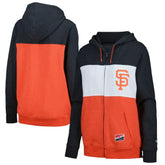 San Francisco Giants Women's Color Block Full-Zip Hoodie Jacket Black | New Era