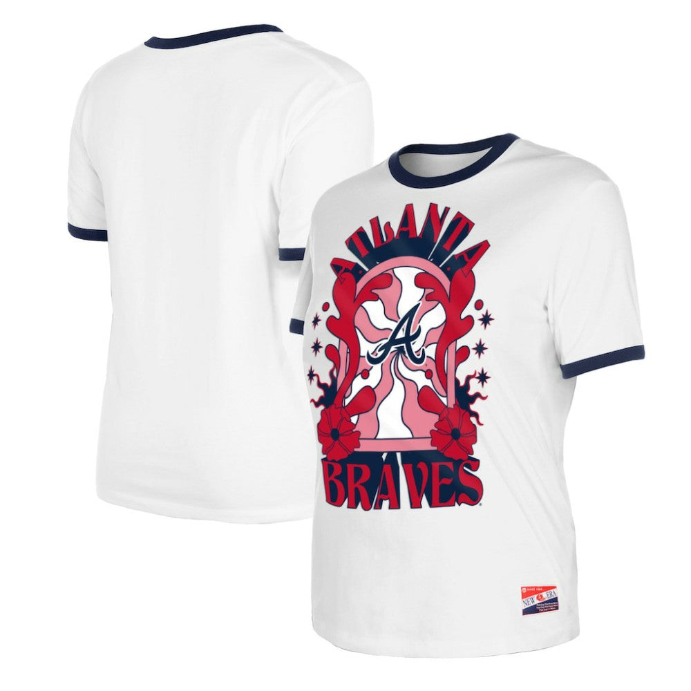 Atlanta Braves Women's Oversized Ringer T-Shirt White | New Era