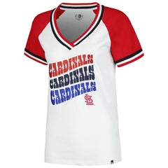 St. Louis Cardinals Women's Jersey Double Binding Raglan V-Neck T-Shirt White | New Era